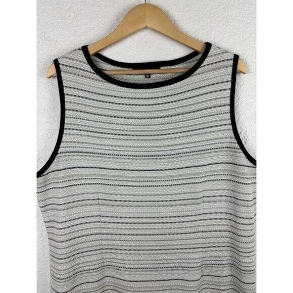 Misook‎ Womens Dress Size Large Black White Striped Sleeveless Career MINOR FLAW - Picture 3 of 11
